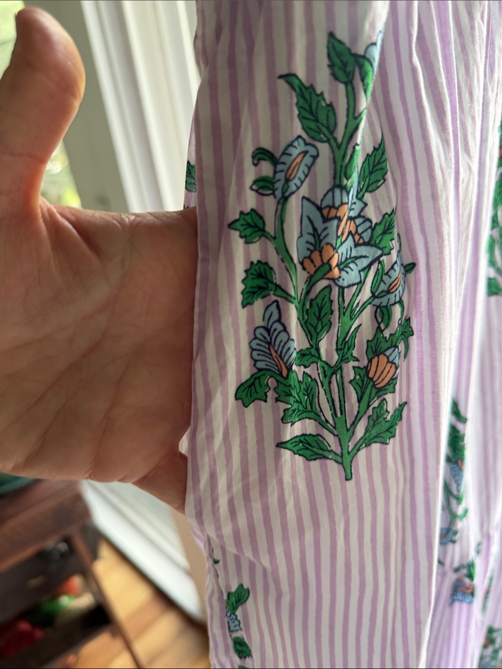 J. Crew Factory Lavender Striped Sleeveless Maxi Dress Green Floral Print Sz 10 - Picture 6 of 6